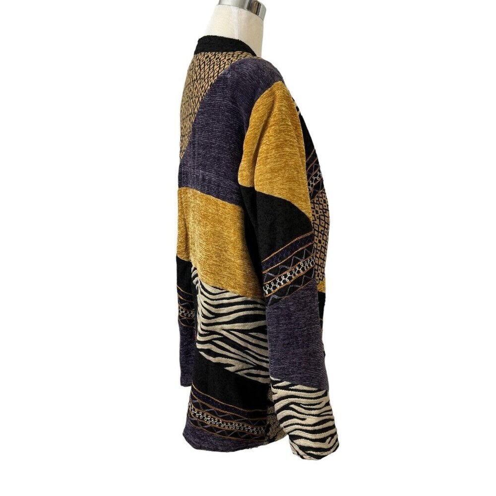 Indigo Moon Patchwork Size 1x Jacket Blazer Gold … - image 7